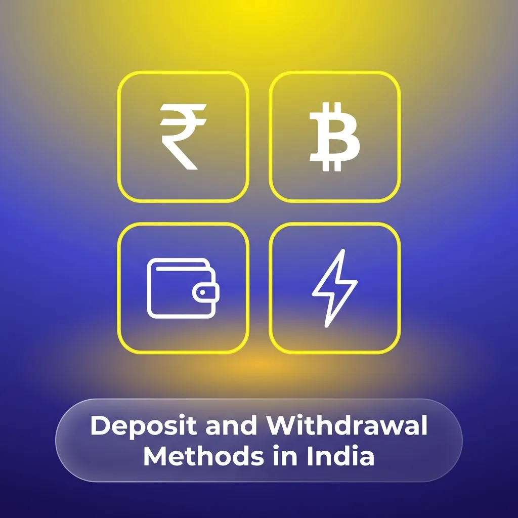 Indian casino payment methods including UPI, PayTM, PhonePE, GPay, cards, crypto, and bank transfers displayed