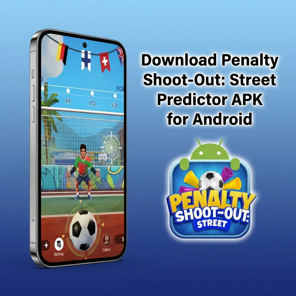 Android phone displaying APK installation steps for Penalty Shoot-Out: Street Predictor app with security settings