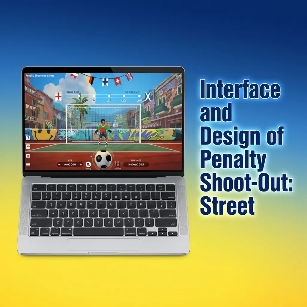 Street football goal with graffiti graphics, showing target zones with multipliers, bet controls, and balance display