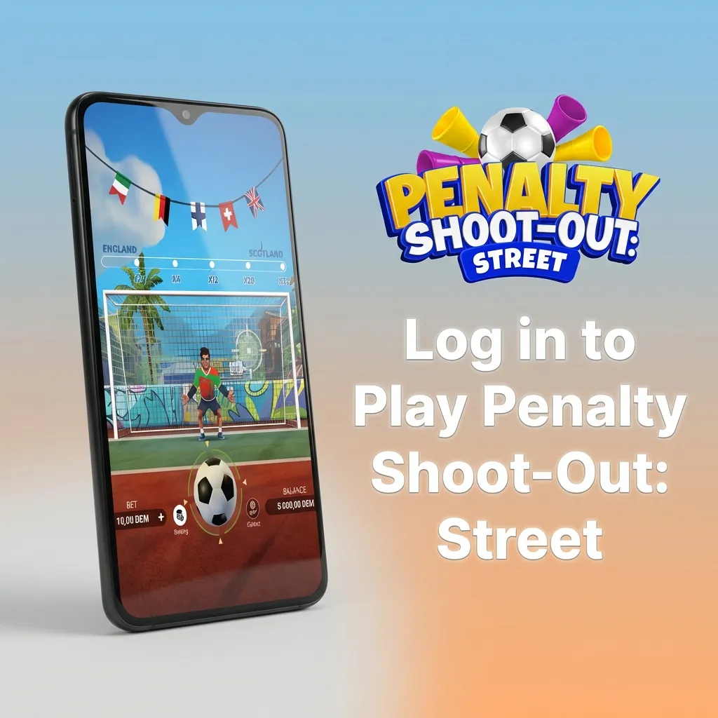 Login screen for Penalty Shoot-Out: Street casino game showing email and password fields with submit button