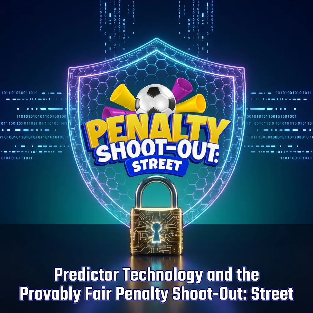 Provably Fair system diagram showing cryptographic hashing process ensuring random outcomes in Penalty Shoot-Out: Street game