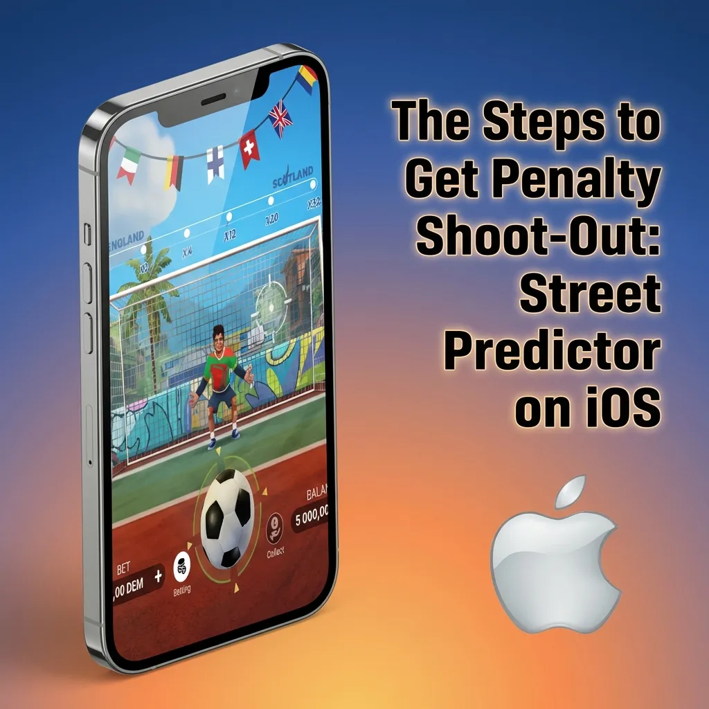 iOS installation guide showing steps to download Penalty Shoot-Out: Street Predictor app via third-party source