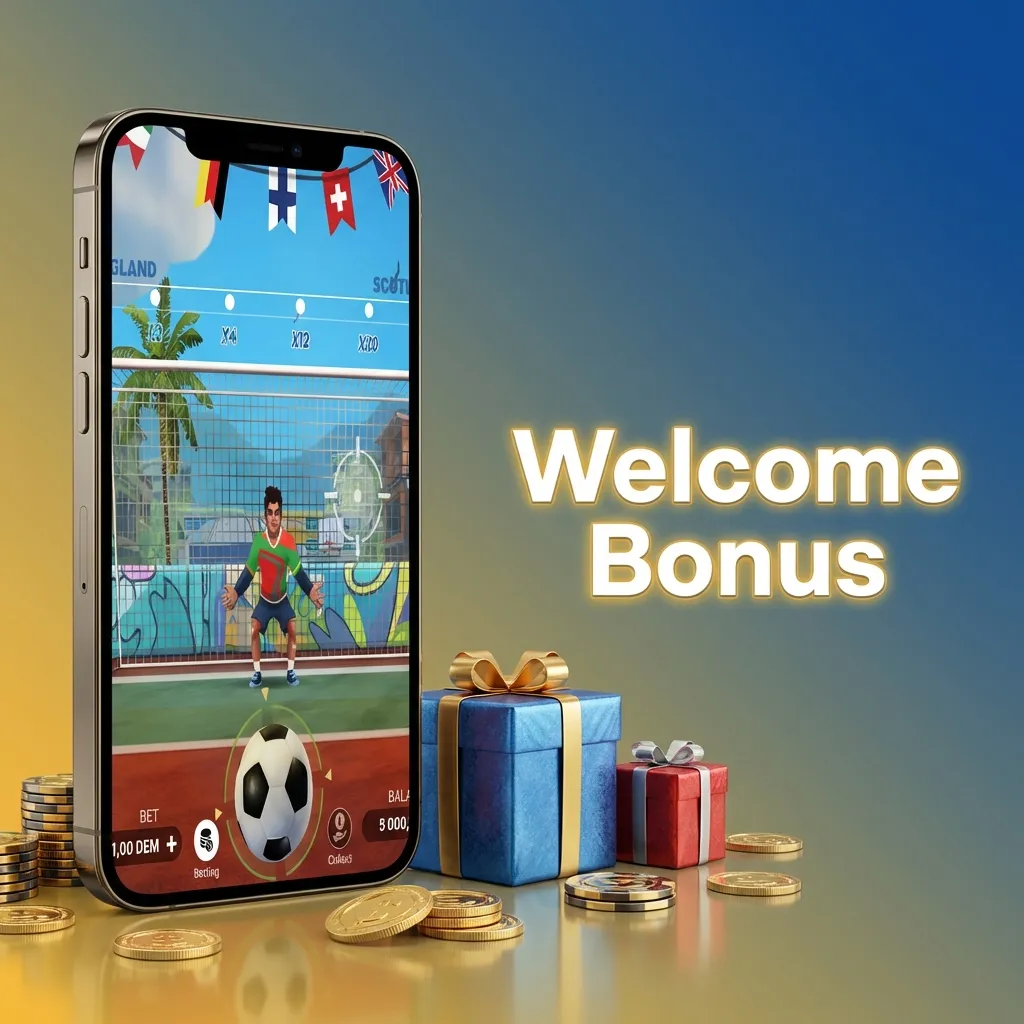 New player receiving welcome bonus funds to play Penalty Shoot-Out: Street with matched deposit at Indian online casino