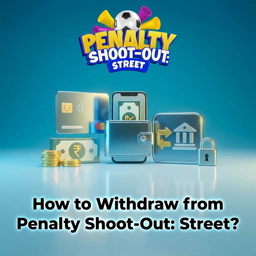 Smartphone screen showing withdrawal menu for Penalty Shoot-Out: Street game with payment options and amount field