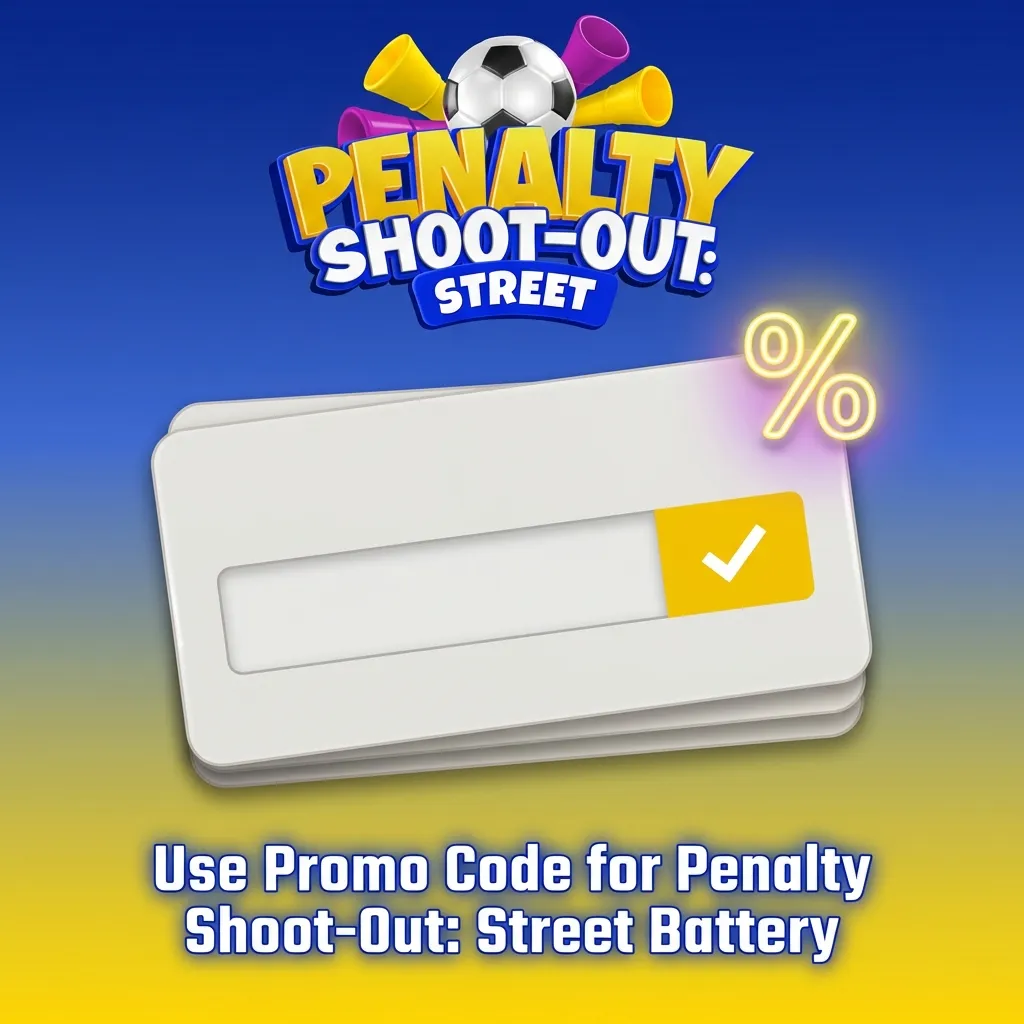 Street soccer penalty shootout promo code STREET500 displayed for bonus funds on first deposit