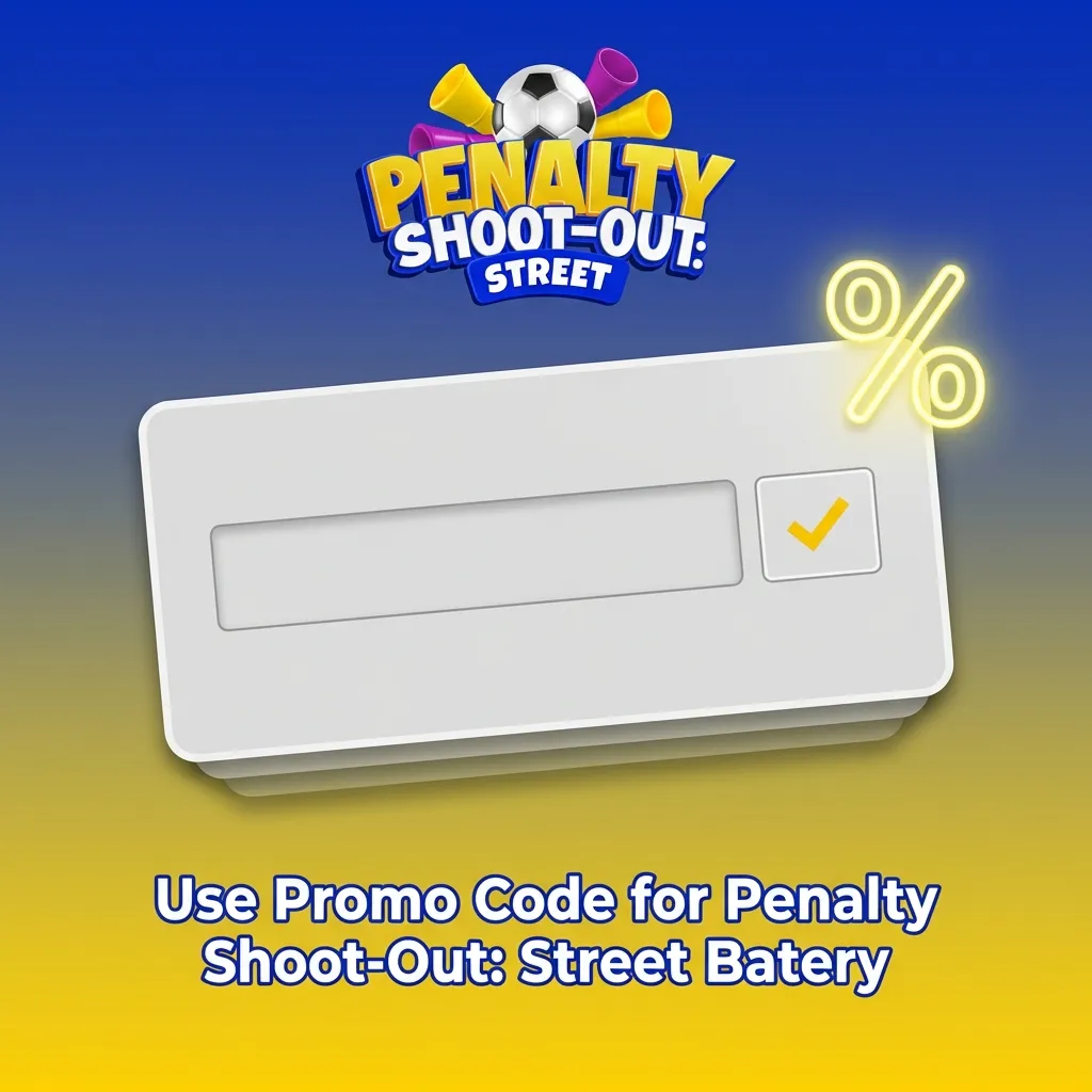 Players entering promo code STREET500 on mobile device to claim bonus for Penalty Shoot-Out: Street game