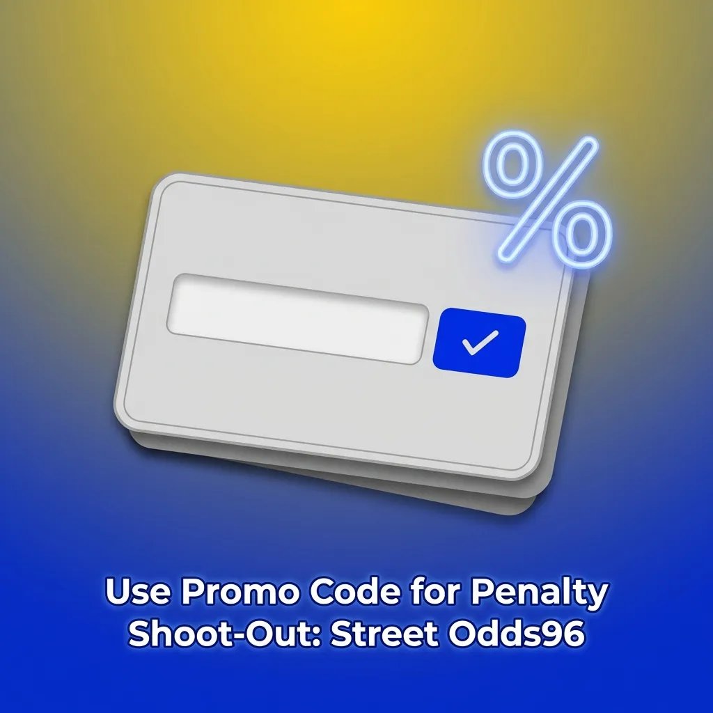 Players entering promo code STREET500 on mobile device to claim free bet bonus for Penalty Shoot-Out Street game